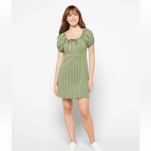 Madewell Green Gingham Mini Dress - Size Medium